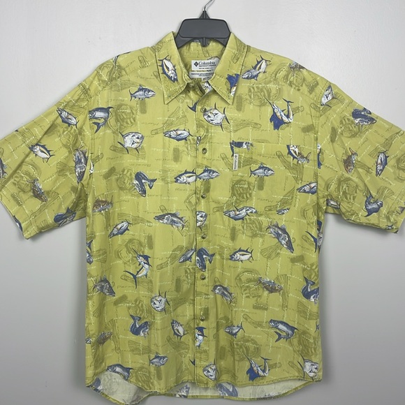 🎣 Like New Columbia Deep Sea Fishing Button Down Short Sleeve Men’s Size L - Picture 3 of 11